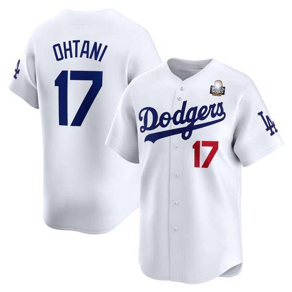 Los Angeles Dodgers #17 Shohei Ohtani White 2024 World Series Home Limited Cool Base Stitched Baseball Jersey