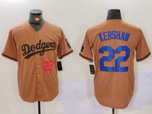 Los Angeles Dodgers #22 Clayton Kershaw Number Olive Cool Base Limited Stitched Baseball Jerseys