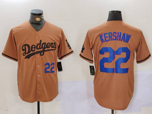 Los Angeles Dodgers #22 Clayton Kershaw Number Olive Cool Base Limited Stitched Baseball Jerseys