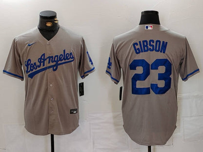 Dodgers Los Angeles Dodgers #23 Kirk Gibson Grey With los Cool Base Stitched Baseball Jersey