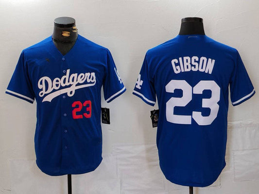 Los Angeles Dodgers #23 Kirk Gibson Number Blue Cool Base Stitched Baseball Jersey