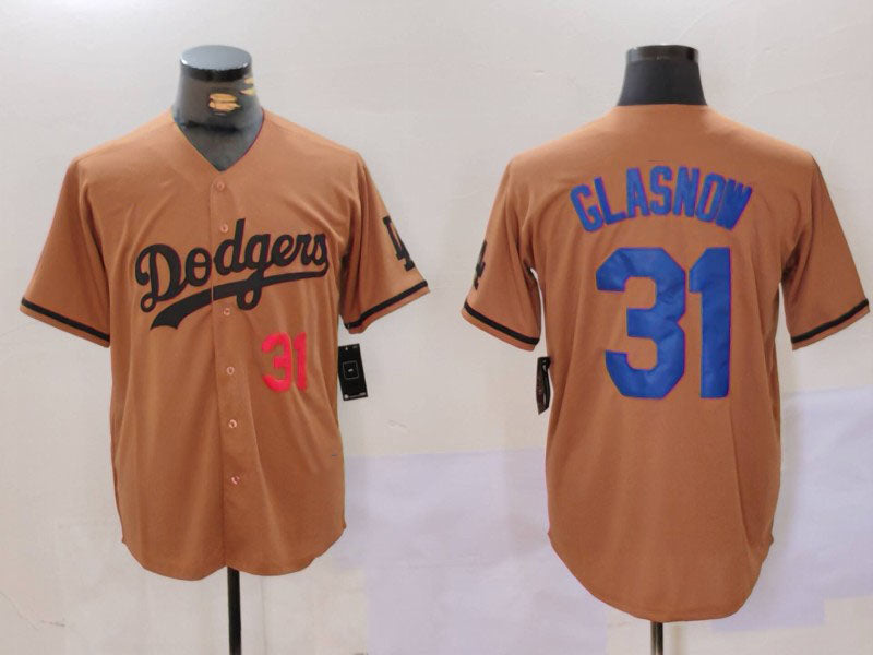 Los Angeles Dodgers #31 Tyler Glasnow Number Olive Cool Base Limited Stitched Baseball Jerseys