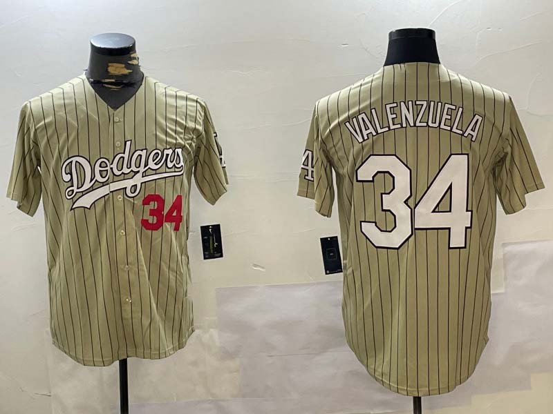 Los Angeles Dodgers #34 Fernando Valenzuela Authentic Collection Stitched Baseball Jersey