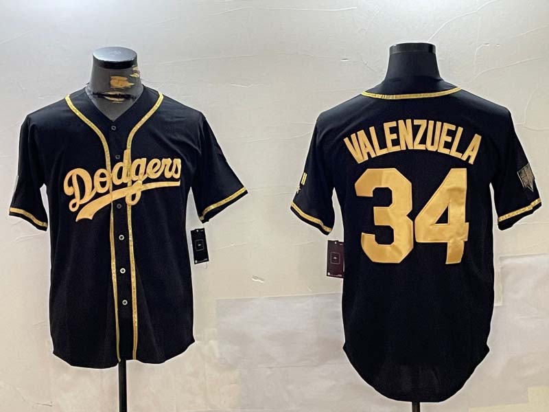 Los Angeles Dodgers #34 Fernando Valenzuela Black Authentic Collection Stitched Baseball Jersey