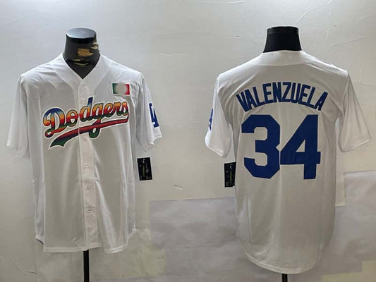 Los Angeles Dodgers #34 Fernando Valenzuela white Authentic Collection Stitched Baseball Jersey