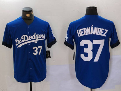 Los Angeles Dodgers #37 Teoscar Hernández Blue Cool Base Stitched Baseball Jersey