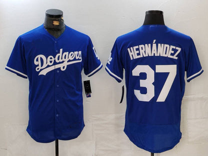 Los Angeles Dodgers #37 Teoscar Hernandez Blue Flex Base Stitched Baseball Jerseys