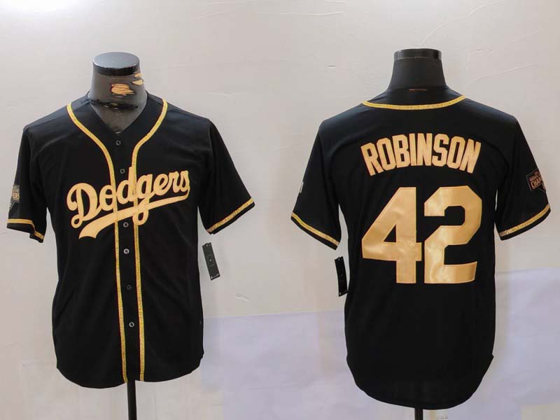 Los Angeles Dodgers #42 Jackie Robinson Black Gold World Series Champions Cool Base Stitched Baseball Jerseys