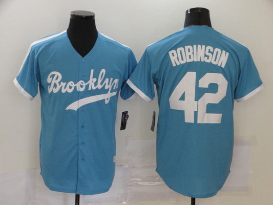 Los Angeles Dodgers #42 Jackie Robinson Light Blue Throwback Cool Base Stitched Baseball Jersey