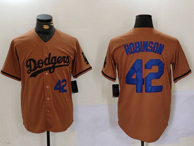 Los Angeles Dodgers #42 Jackie Robinson Number Olive Cool Base Limited Stitched Baseball Jersey