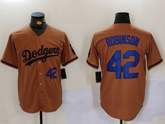 Los Angeles Dodgers #42 Jackie Robinson Number Olive Cool Base Limited Stitched Baseball Jersey