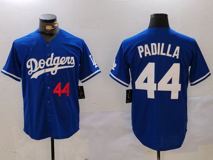 Los Angeles Dodgers #44 Vicente Padilla Number Blue Cool Base Stitched Baseball Jersey