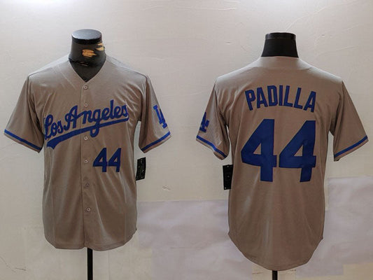 Los Angeles Dodgers #44 Vicente Padilla Number Grey With los Cool Base Stitched Baseball Jersey