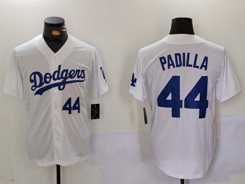 Los Angeles Dodgers #44 Vicente Padilla Number White Cool Base Stitched Baseball Jerseys