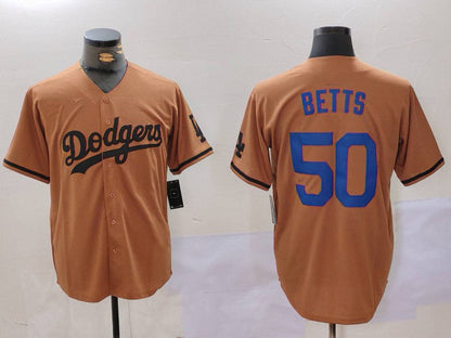 Los Angeles Dodgers #50 Mookie Betts Olive Cool Base Limited Stitched Baseball Jersey