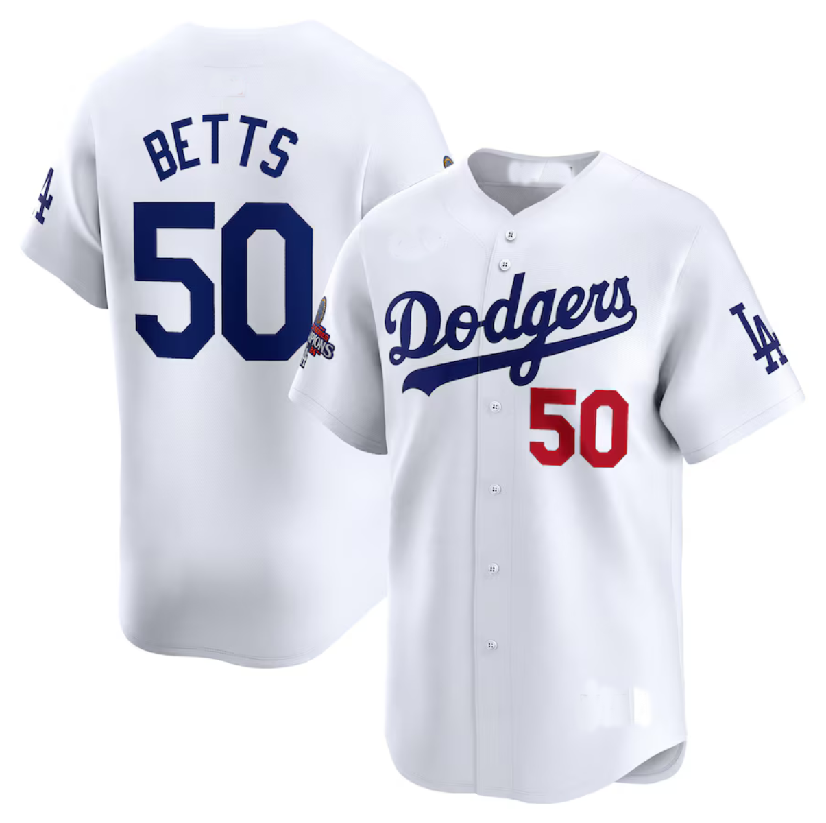 Los Angeles Dodgers #50 Mookie Betts White 2024 World Series Champions Home Limited Stitched Baseball Jersey