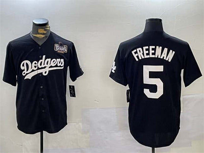 Los Angeles Dodgers #5 Freddie Freeman Black 2024 World Series Cool Base Stitched Baseball Jersey