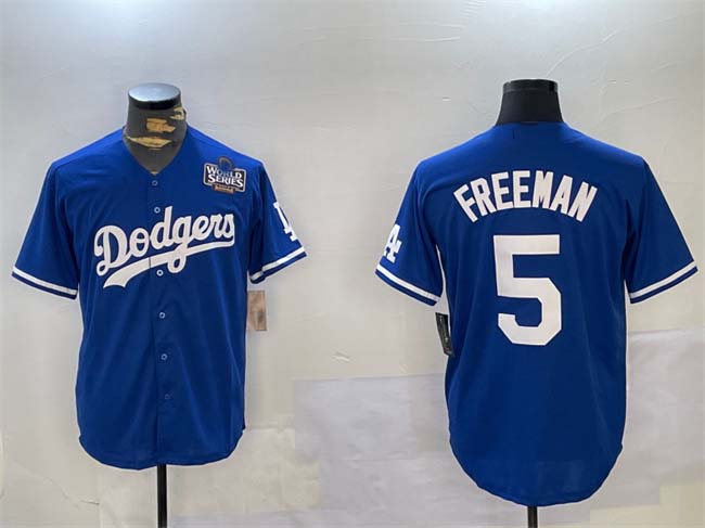 Los Angeles Dodgers #5 Freddie Freeman Blue 2024 World Series Cool Base Stitched Baseball Jersey