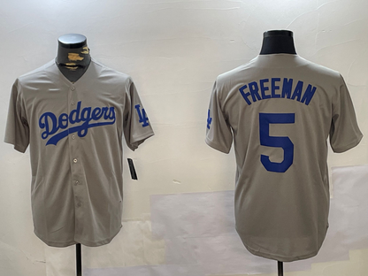 Los Angeles Dodgers #5 Freddie Freeman Grey Cool Base Stitched Baseball Jersey