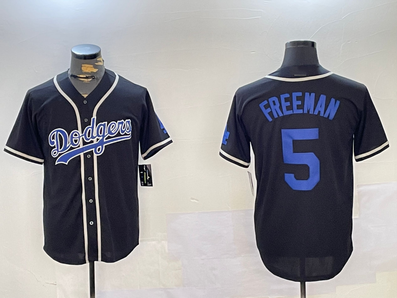 Los Angeles Dodgers #5 Freddie Freeman Number Blue Cool Base Stitched Baseball Jersey