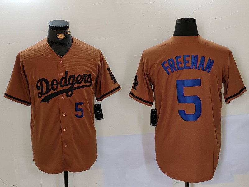 Los Angeles Dodgers #5 Freddie Freeman Number Olive Cool Base Limited Stitched Baseball Jerseys