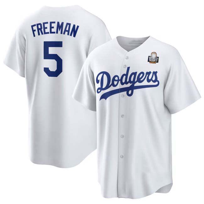 Los Angeles Dodgers #5 Freddie Freeman White 2024 World Series Cool Base Stitched Baseball Jersey