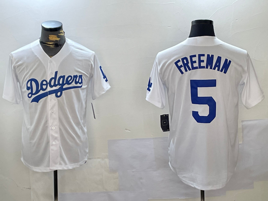 Los Angeles Dodgers #5 Freddie Freeman White Cool Base Stitched Baseball Jersey