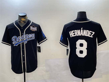 Los Angeles Dodgers #8 Enrique Hernández Black 2024 World Series Cool Base Stitched Baseball Jersey