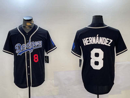 Los Angeles Dodgers #8 Enrique Hernández Black Cool Base Stitched Baseball Jerseys