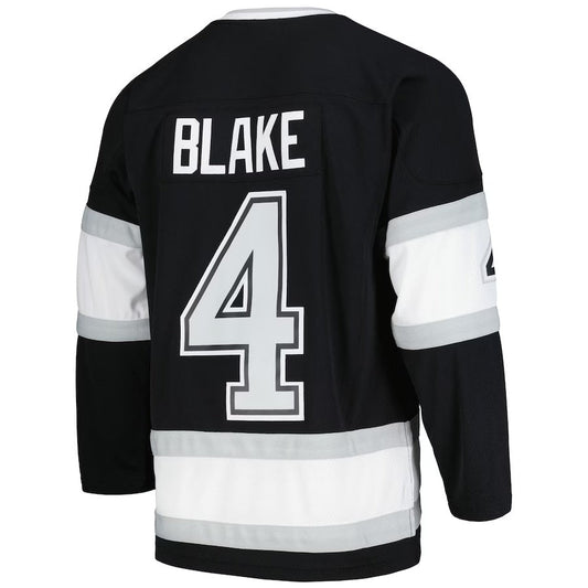 LA.Kings #4 Rob Blake Mitchell & Ness 1992-93 Blue Line Player Jersey - Black Stitched American Hockey Jerseys