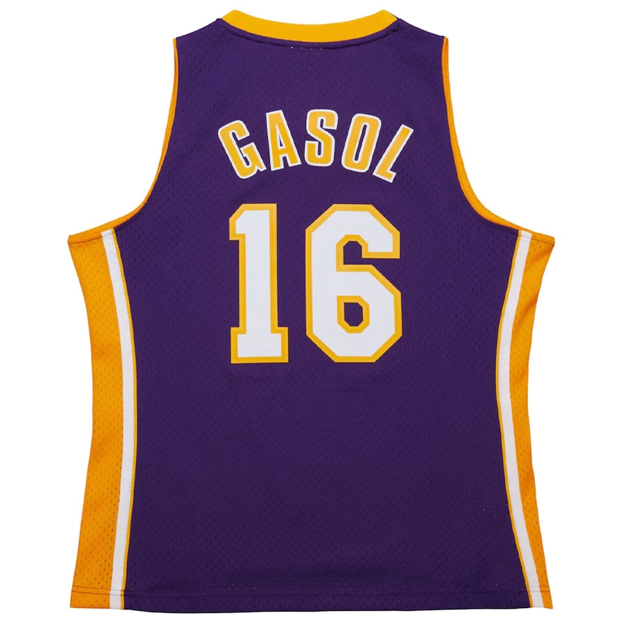 LA.Lakers #16 Pau Gasol Mitchell & Ness 2009-10 Hardwood Classics Swingman Jersey - Purple Stitched American Basketball Jersey