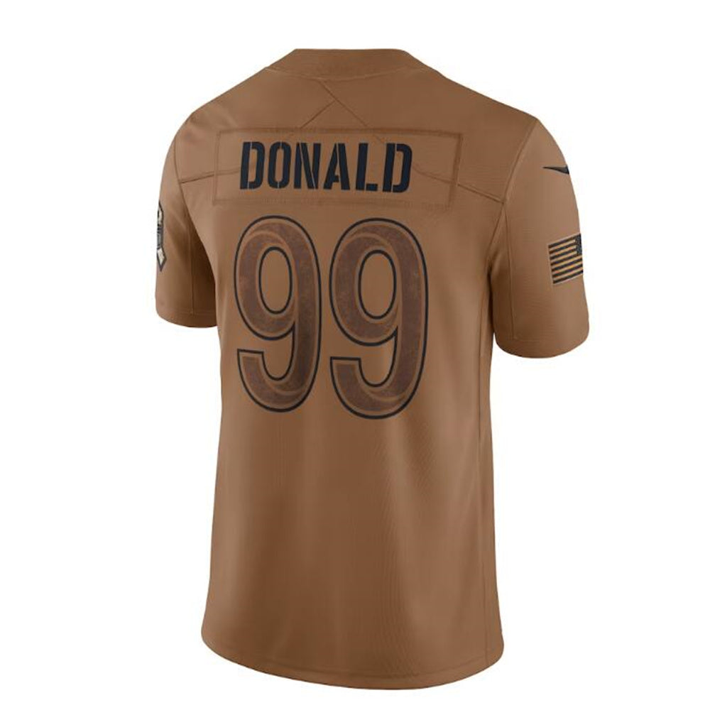 LA.Rams #99 Aaron Donald Brown 2023 Salute To Service Limited Jersey Stitched American Football Jerseys