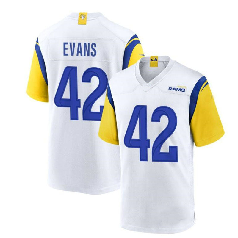 LA.Rams #42 Ethan Evans Alternate Jersey - White Stitched American Football Jersey