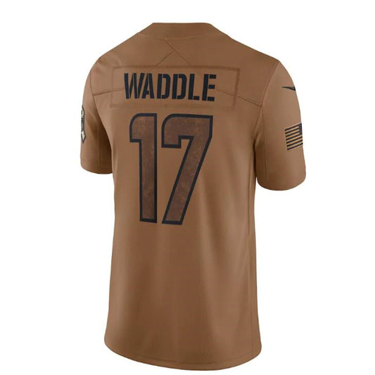 M.Dolphins #17 Jaylen Waddle Brown 2023 Salute To Service Limited Stitched Jerseys