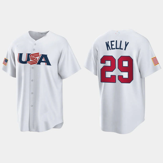 #29 MERRILL KELLY ARIZONA DIAMONDBACKS 2023 WORLD BASEBALL CLASSIC USA REPLICA JERSEY ¨C WHITE Stitches Baseball Jerseys