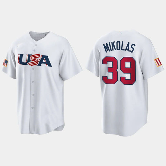 #39 MILES MIKOLAS ST. LOUIS CARDINALS 2023 WORLD BASEBALL CLASSIC USA REPLICA JERSEY ¨C WHITE Stitches Baseball Jerseys