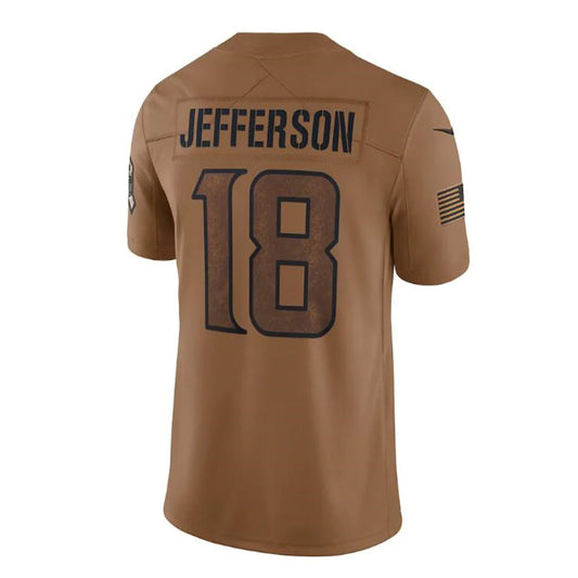 MN.Vikings #18 Justin Jefferson Brown 2023 Salute To Service Limited Stitched Jerseys