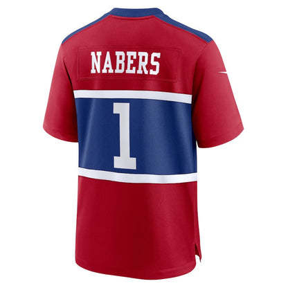 NY.Giants #1 Malik Nabers Alternate Game Jersey - Century Red Stitched American Football Jerseys