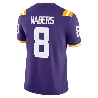 L.Tigers #8 Malik Nabers Purple Game Football Stitched American College Jerseys