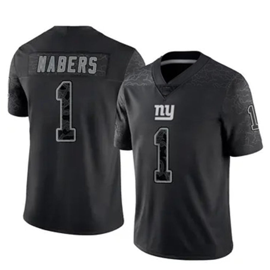 NY.Giants #1 Malik Nabers Black Stitched Vapor Limited Reflective Football Jerseys