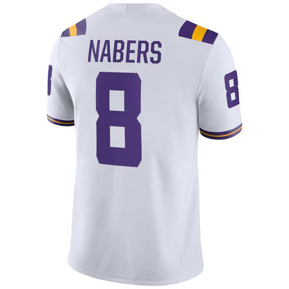 L.Tigers #8 Malik Nabers White Game Football Stitched American College Jerseys