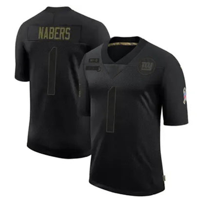 NY.Giants #1 Malik Nabers Stitched Black Limited 2020 Salute To Service Jerseys