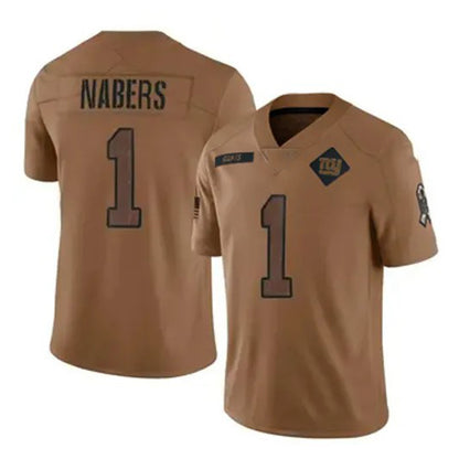 NY.Giants #1 Malik Nabers Brown 2023 Salute To Service Limited Stitched Jersey American Football Jerseys