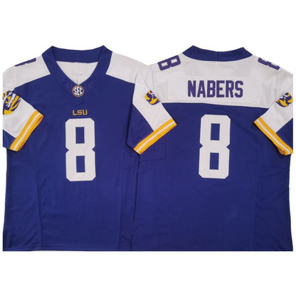 L.Tigers #8 Malik Nabers Purple Withe Vapor F.U.S.E. Limited Football Stitched American College Jerseys