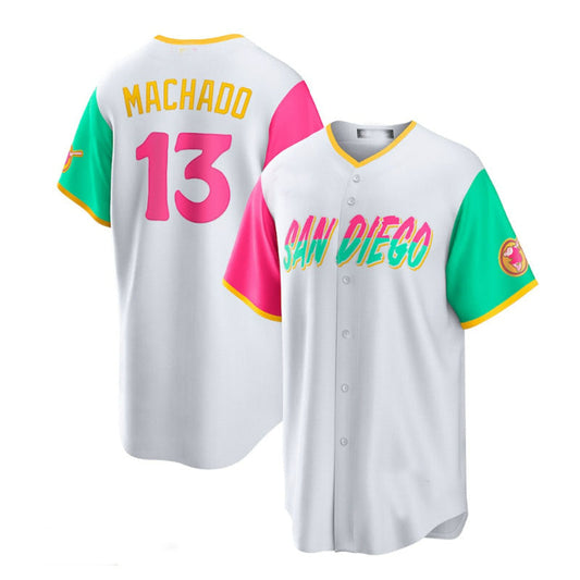 San Diego Padres #13 Manny Machado 2022 City Connect Replica Player Jersey - White Baseball Jerseys
