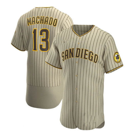 San Diego Padres #13 Manny Machado Alternate Authentic Player Jersey - Tan Brown Baseball Jerseys