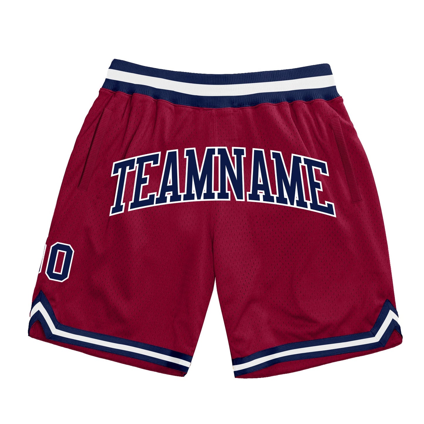 Custom Maroon Navy-White Authentic Throwback Basketball Shorts