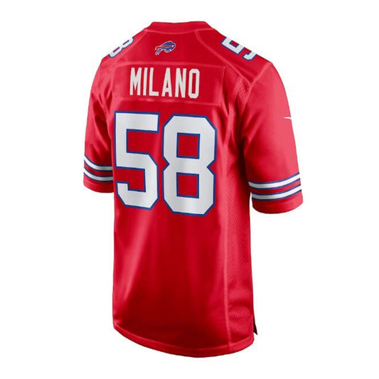 B.Bills #58 Matt Milano Alternate Game Jersey - Red American Stitched Football Jerseys