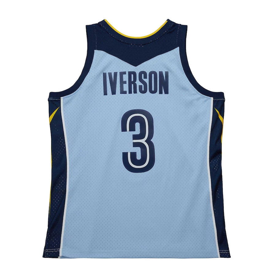 M.Grizzlies #3 Allen Iverson Mitchell & Ness 2009-10 Hardwood Classics Swingman Jersey - Light Blue Stitched American Basketball Jersey