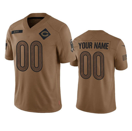 Custom C.Bears Active Player Custom 2023 Brown Salute To Service Limited Football Stitched Jersey